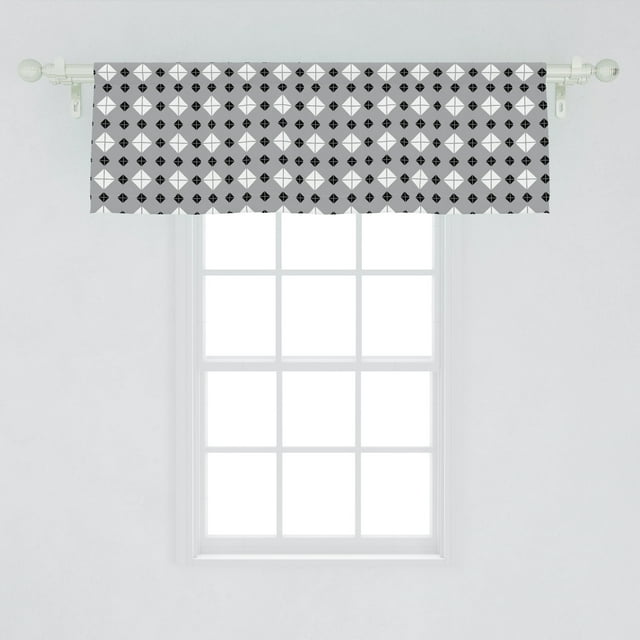 Ambesonne Grey Geometric Window Valance, Big Small Diamonds, 54" X 18", Charcoal Grey Pale Grey