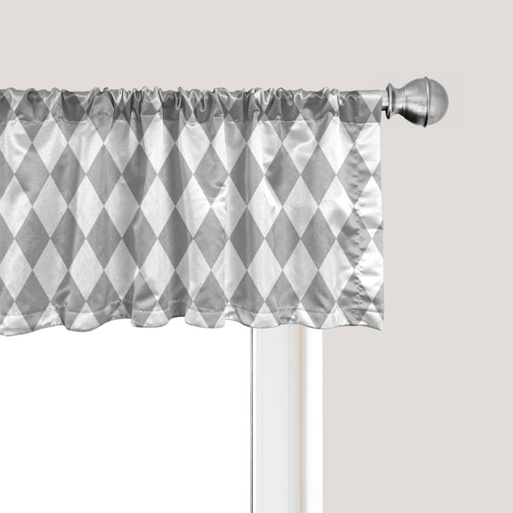 Ambesonne Grey Geometric Window Valance, Harlequin Diamonds, 54" X 18", Pale Grey and White