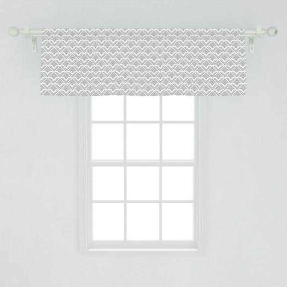 Ambesonne Grey Geometric Window Valance, Monochrome Chevron, 54" X 18", Pale Grey White