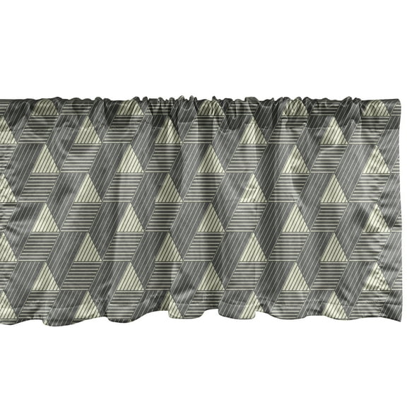 Ambesonne Grey Geometric Window Valance, Triangular Stripes, 54" X 18", Grey Cream