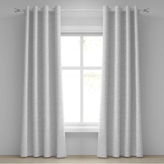 Ambesonne Grey and White Grommet Curtain, Small Squares, 50" x 96", Grey Pale Grey and White