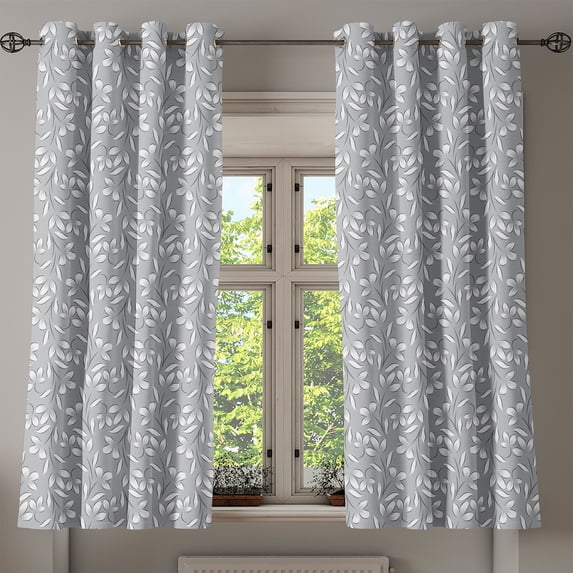 Ambesonne Grey Grommet Curtain, Paisley Antique Vintage, 50" x 63", White Grey