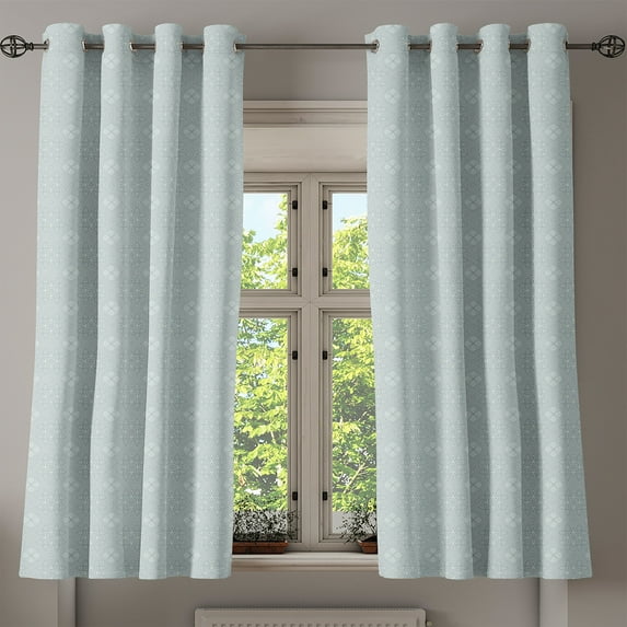 Ambesonne Grey Grommet Curtain, Retro Tribal Celtic Knot, 50" x 63", Pale Blue Grey