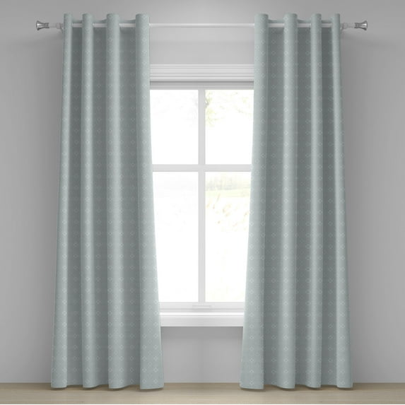 Ambesonne Grey Grommet Curtain, Retro Tribal Celtic Knot, 50" x 84", Pale Blue Grey