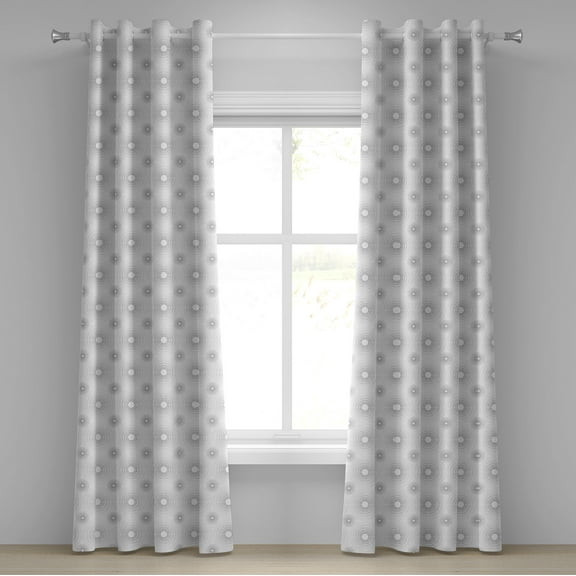 Ambesonne Grey Grommet Curtain, Sketchy Geometric Design, 50" x 120", White