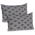 thumbnail image 1 of Ambesonne Grey Pillow Sham 2 Pack, Abstract Damask Flowers, 26"x20", Grey Black White, 1 of 3