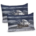 thumbnail image 1 of Ambesonne Grey Pillow Sham 2 Pack, Caribbean Pirates Ship, 36"x20", Blue Grey Pale Grey, 1 of 3