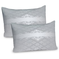 Ambesonne Grey Pillow Sham 2 Pack, Classical Floral Scroll, 36"x20", Grey Grey