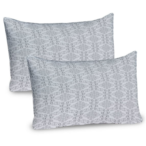 Ambesonne Grey Pillow Sham 2 Pack, Victorian Regency Tile, 36"x20", Grey Pale Grey