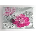 thumbnail image 1 of Ambesonne Grey Pillow Sham, Abstract Bridal Peonies, 36" X 20", Grey Magenta White, 1 of 2