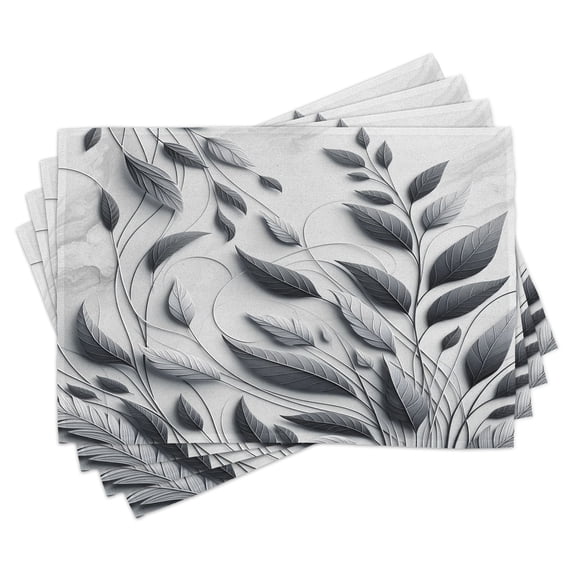 Ambesonne Grey Place Mats Set of 4, Autumnal Leaves Melancholic, Standard Size, Purpleblue Coconut