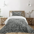 thumbnail image 1 of Ambesonne Grey Quilted Bedspread Set 2 Pcs, Classic Floral Ornament, Twin Size, Grey Black, 1 of 5