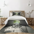 thumbnail image 1 of Ambesonne Grey Quilted Bedspread Set 2 Pcs, Concrete Room Hole Exit, Twin Size, Grey Green, 1 of 5