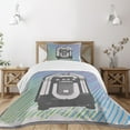 thumbnail image 1 of Ambesonne Grey Quilted Bedspread Set 2 Pcs, Vintage Music Box Party, Twin Size, Multicolor, 1 of 5