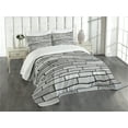 thumbnail image 1 of Ambesonne Grey Quilted Bedspread Set 3 Pcs, Brick Wall English Style, Queen Size, Grey, 1 of 5