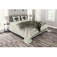 thumbnail image 1 of Ambesonne Grey Quilted Bedspread Set 3 Pcs, Fall Tree Monochrome Art, Queen Size, Beige Black, 1 of 3