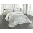 thumbnail image 1 of Ambesonne Grey Quilted Bedspread Set 3 Pcs, Lace Inspired Floral, Queen Size, Grey Pale Grey White, 1 of 5