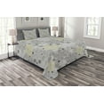 thumbnail image 1 of Ambesonne Grey Quilted Bedspread Set 3 Pcs, Style Yellow Flower, Queen Size, Pale Grey White, 1 of 3