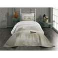 thumbnail image 1 of Ambesonne Grey Quilted Coverlet 2 Pcs, Boat on Lake Nature, Twin Size, Eggshell Brown Orange, 1 of 3