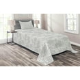 thumbnail image 1 of Ambesonne Grey Quilted Coverlet 2 Pcs, Oriental Lace Pattern, Twin Size, White, 1 of 2
