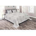 thumbnail image 1 of Ambesonne Grey Quilted Coverlet 3 Pcs, Damask Victorian Bohemian, King Size, Grey, 1 of 2