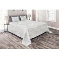 thumbnail image 1 of Ambesonne Grey Quilted Coverlet 3 Pcs, Geometric Circles Retro, Queen Size, Grey White, 1 of 1