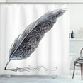 thumbnail image 1 of Ambesonne Grey Shower Curtain, Antique Feather Pen Art, 69"Wx75"L, Grey Black, 1 of 5