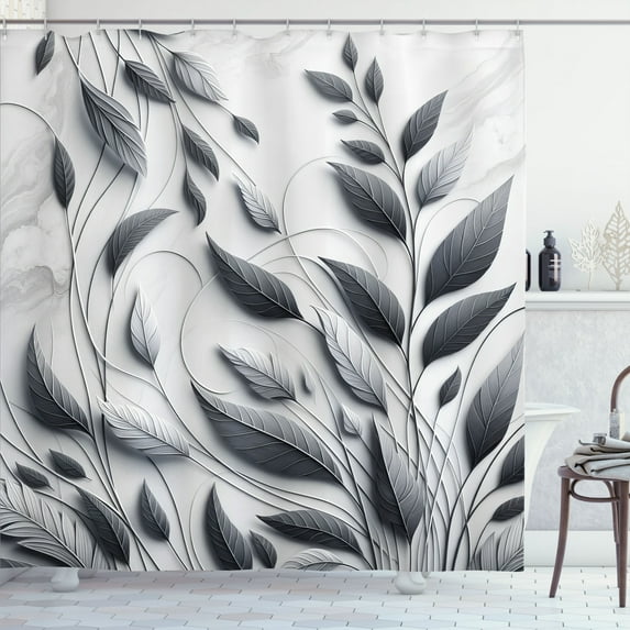 Ambesonne Grey Shower Curtain, Autumnal Leaves Melancholic, 69"Wx75"L, Purpleblue Coconut