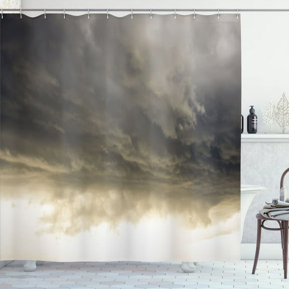 Ambesonne Grey Shower Curtain, Cloudy Dark Sky Hurricane, 69"Wx70"L, Grey