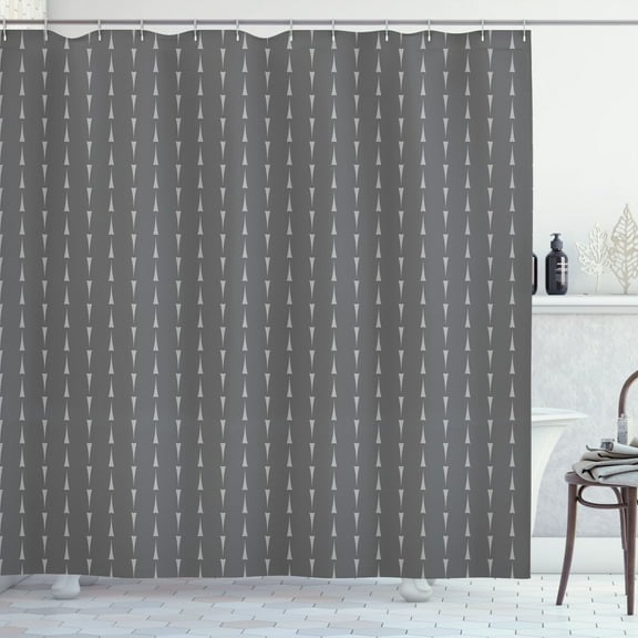 Ambesonne Grey Shower Curtain, Pointy Motifs Art Repetition, 69"Wx75"L, Pale Taupe and Grey