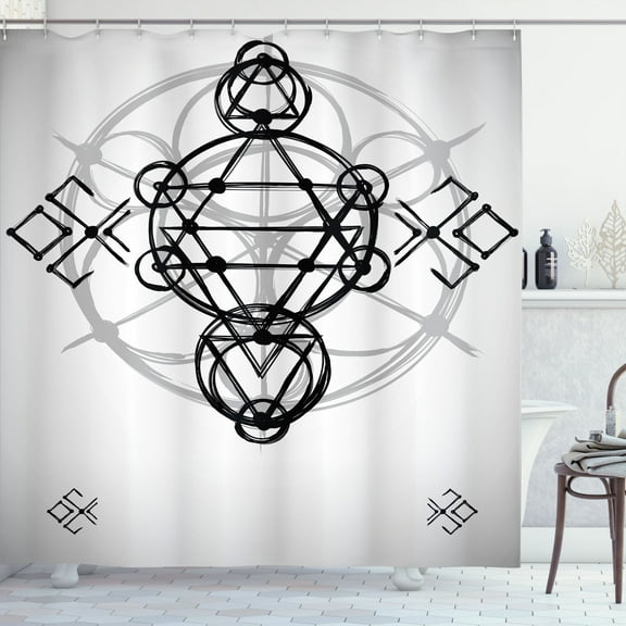 Ambesonne Grey Shower Curtain, Sketch Illustration, 69"Wx70"L, Black Grey White
