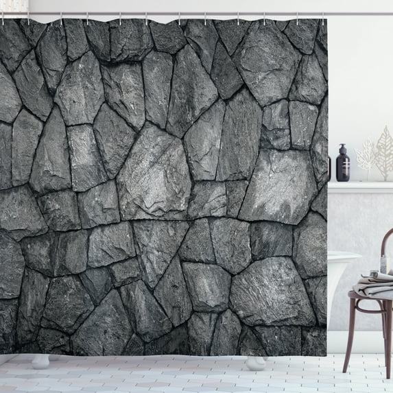 Ambesonne Grey Shower Curtain, Stone Wall Rough Rusty, 69"Wx70"L, Grey