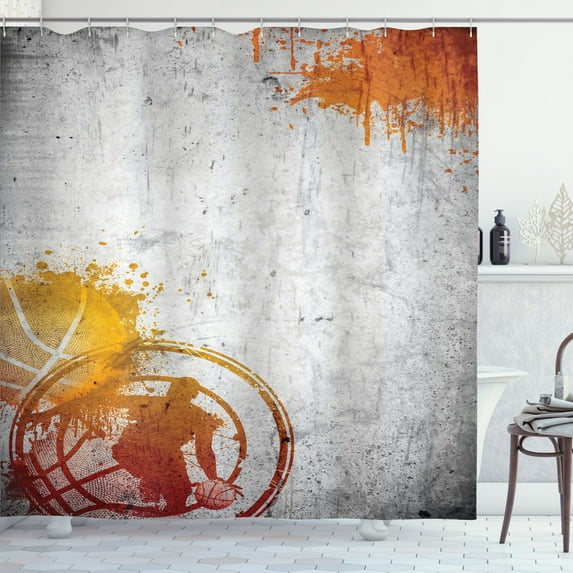 Ambesonne Grey Shower Curtain, Street Sport Passion, 69"Wx84"L, Charcoal Orange