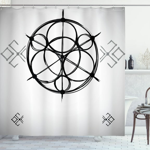 Ambesonne Grey Shower Curtain, Swirled Spirals, 69"Wx84"L, Black Grey White
