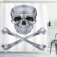thumbnail image 1 of Ambesonne Grey Shower Curtain, Vivid Skull Crossbones, 69"Wx75"L, Dimgray, 1 of 3