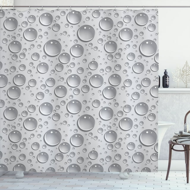 Ambesonne Grey Shower Curtain, Waterdrops Monochrome, 69"Wx70"L, Grey