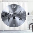 thumbnail image 1 of Ambesonne Grey Shower Curtain, World Map Clock Pattern, 69"Wx70"L, Blue Grey, 1 of 3