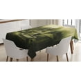 thumbnail image 1 of Ambesonne Grey Tablecloth Rectangular Table Cover, Gothic Dark City Scenery, 52"x70", Pale Green White, 1 of 3