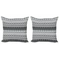 thumbnail image 1 of Ambesonne Grey Throw Pillow Cover 2 Pack, Nordic Snowflake Pattern, 20", Grey White Black, 1 of 7