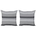 thumbnail image 1 of Ambesonne Grey Throw Pillow Cover 2 Pack, Nordic Snowflake Pattern, 24", Grey White Black, 1 of 7