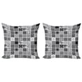 thumbnail image 1 of Ambesonne Grey Throw Pillow Cover 2 Pack, Plaid Patchwork Retro, 24", White Black Grey, 1 of 6