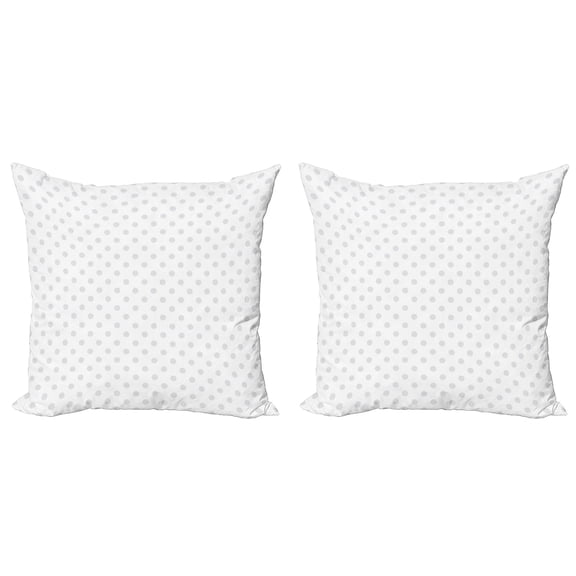 Ambesonne Grey Throw Pillow Cover 2 Pack, Small Polka Dots Pastel, 20", Pale Grey White