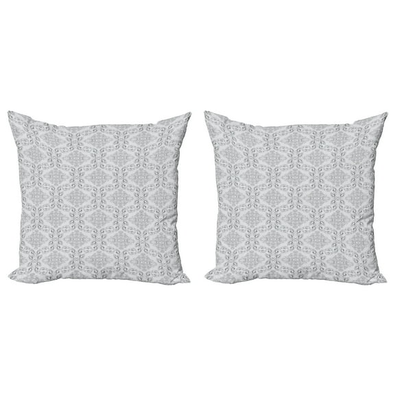 Ambesonne Grey Throw Pillow Cover 2 Pack, Victorian Regency Tile, 24", Grey Pale Grey