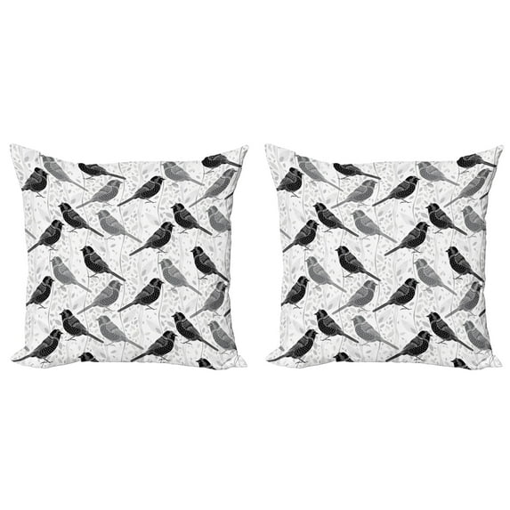 Ambesonne Grey Throw Pillow Cover 2 Pack, Vintage Style White Roses, 24", Grey White