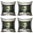 thumbnail image 1 of Ambesonne Grey Throw Pillow Cover 4 Pack, Concrete Room Hole Exit, 18", Grey Green, 1 of 7