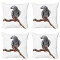 thumbnail image 1 of Ambesonne Grey Throw Pillow Cover 4 Pack, Parrot on a Branch, 18", Multicolor, 1 of 5