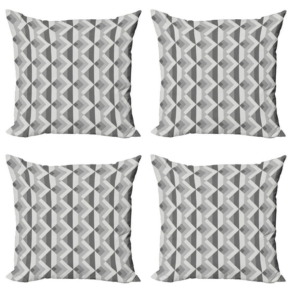 Ambesonne Grey Throw Pillow Cover 4 Pack, Retro Minimalist Pattern, 24", Charcoal Grey
