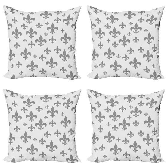 Ambesonne Grey Throw Pillow Cover 4 Pack, Retro Royal Vintage, 16", Grey