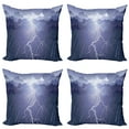 thumbnail image 1 of Ambesonne Grey Throw Pillow Cover 4 Pack, Thunderstorm Dark Clouds, 16", Blue, 1 of 5
