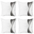 thumbnail image 1 of Ambesonne Grey Throw Pillow Cover 4 Pack, Wavy Stripes and Flowers, 18", Grey Pale Grey White, 1 of 6